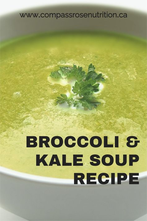 Broccoli and kale, please! Now, I know what you’re thinking… GROSS! But keep reading for a soup recipe packed with these superfoods that is actually tastes amazing. Including more greens, veggies and superfoods in your diet is one of the main things I like to help clients focus on. Soups like this make it easy! Kale And Broccoli Soup, Broccoli Kale Spinach Soup, Broccoli Kale Soup, Cream Of Kale Soup, Kale Vegetable Soup, Superfood Diet, Superfood Soup, Kale Soup Recipes, Spinach Soup