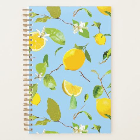 Watercolor Planner, Watercolor Lemon, Summer Planner, Custom Journal, Lemon Leaves, Custom Journals, Stationery Organization, Writing Pad, Journal Stationery