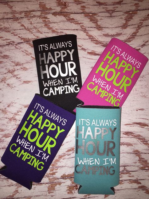 Camping Koozie Ideas, Can Koozie Sayings, Camping Koozie, Creative Camping Ideas, Camping Gear Diy, Beer Koozies, Diy Camping, Can Holders, Circuit Projects