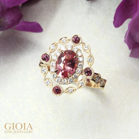 Gemstone Engagement Rings Sapphire, Pink Engagement, Pink Engagement Ring, Gemstone Engagement Ring, Ombre Pink, Pink Spinel, Padparadscha Sapphire, Wedding Engagement Ring, Paraiba Tourmaline