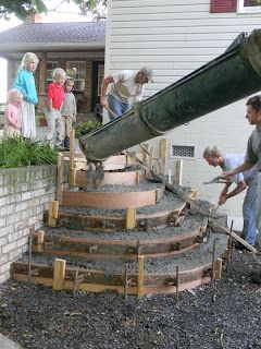 Concrete Patio Steps, Stamped Concrete Steps, Backyard Stairs, Patio Shade Ideas, Pond Dock, Staircase Construction, Concrete Front Steps, Bronte House, Serving The Lord