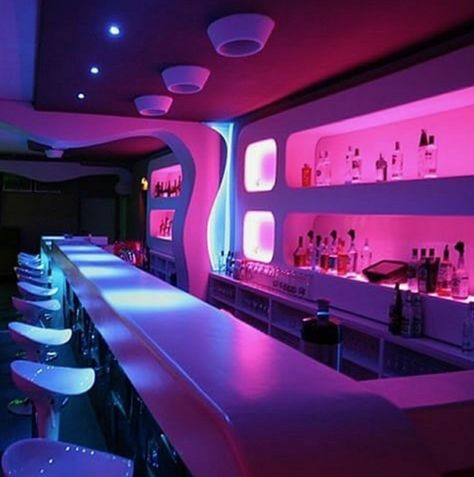 ♡ pinterest // sadwhore ♡ Club Lighting, Nightclub Design, Futuristic Aesthetic, New Retro Wave, Restaurant Lighting, Stair Lighting, Bowling Alley, Neon Aesthetic, Neo Noir