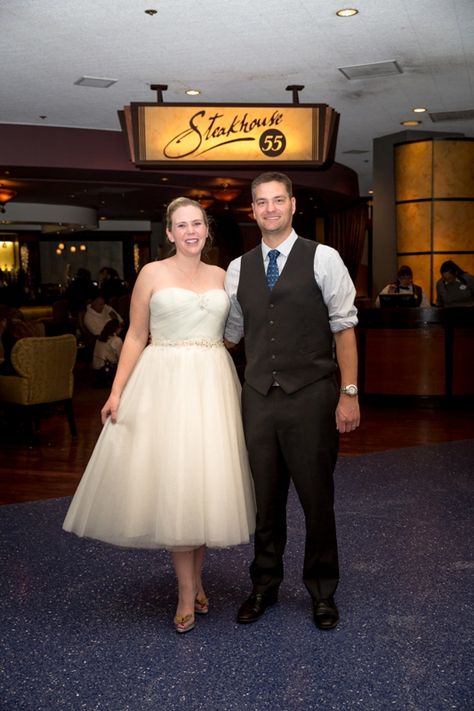 Disneyland Vow Renewal "Alternative" idea - Dinner and a tour! #disneywedding Disney Vow Renewal, Vow Renewal Dress, Disneyland Wedding, Wedding Renewal Vows, Disney Weddings, Disneyland Hotel, Wedding Vows Renewal, Downtown Disney, Anniversary Photos