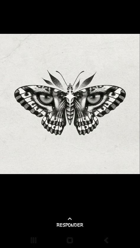 Moth With Eyes Drawing, Baterfly Tattoos, Special Butterfly Tattoo, Wolf Butterfly Tattoo, Butterfly Tattoo With Eyes, Moth With Eyes Tattoo, Butterfly Tiger Tattoo, Butterfly With Eyes Tattoo, Butterfly Eye Tattoo