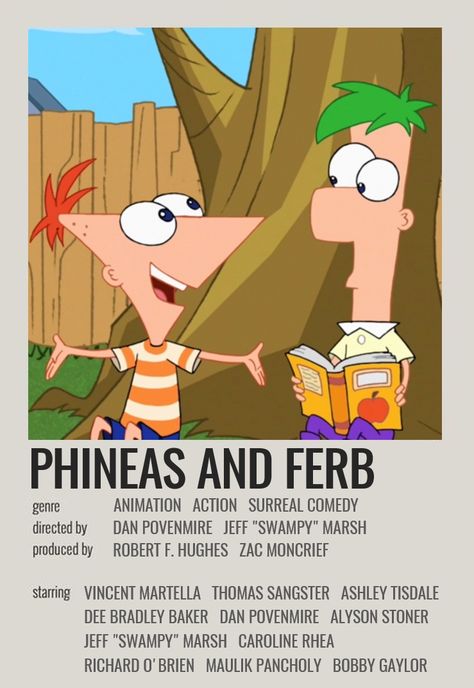 Phineas And Ferb Movie Poster, Show Posters Minimalist, Phineas And Ferb Poster, Kids Movie Poster, Cartoon List, Movie Character Posters, Minimalist Polaroid Poster, Phineas E Ferb, Phineas Y Ferb