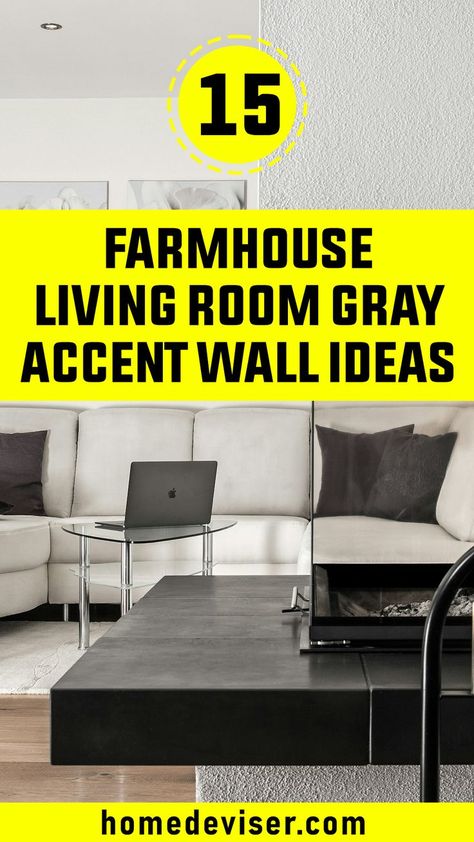 15 Farmhouse Living Room Gray Accent Wall Ideas! Level up your farmhouse style with a touch of modern elegance!  See 15 gorgeous gray accent wall ideas & transform your living room. Gray Accent Wall, Farmhouse Living Rooms, Living Room Gray, Grey Accent Wall, Accent Wall Ideas, Modern Farmhouse Living, Design A Space, Modern Farmhouse Living Room, Farmhouse Living Room