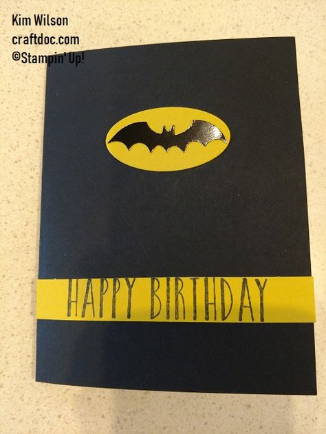 Batman Diy Gifts Boyfriends, Batman Cards Handmade, Diy Batman Birthday Card, Batman Card, Batman Birthday Card, Superhero Cards Handmade, Batman Theme, Stampin Up Birthday Cards, Birthday Cards For Boyfriend