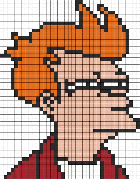 Futurama Fry  Perler Bead Pattern / Bead Sprite Pixel Art Templates Pattern, Funny Pixel Art, Image Pixel Art, Modele Pixel Art, Easy Pixel Art, Perler Art, Pixel Art Templates, 8bit Art, Pixel Crochet