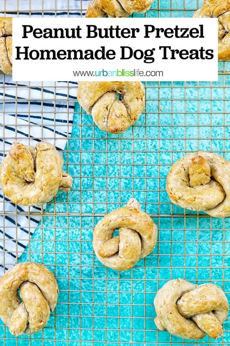 These Homemade Dog Pretzels are easy to make with just 5 ingredients. They're dog tested and dog approved! Get this dog pretzel recipe and other homemade dog treat recipes at UrbanBlissLife.com Dog Pretzel Treats, Dog Pretzels, Dog Treat Ideas, Dog Treat Business, Homemade Pet Treats, Dog Birthday Hat, Pet Treats Recipes, Pretzel Recipe, Treat Business