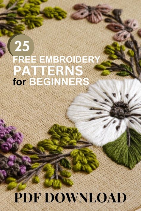 Small Embroidery Projects Ideas, Flower Heart Embroidery Pattern, Embroidery Guide For Beginners, Embroidery Patterns Flowers Simple, Embroidery Getting Started, Beginner Embroidery On Clothes, Embroidery Beginner Pattern Free, Embroidery Patterns Free Templates Pdf, Embroidery Flower Designs Free Pattern