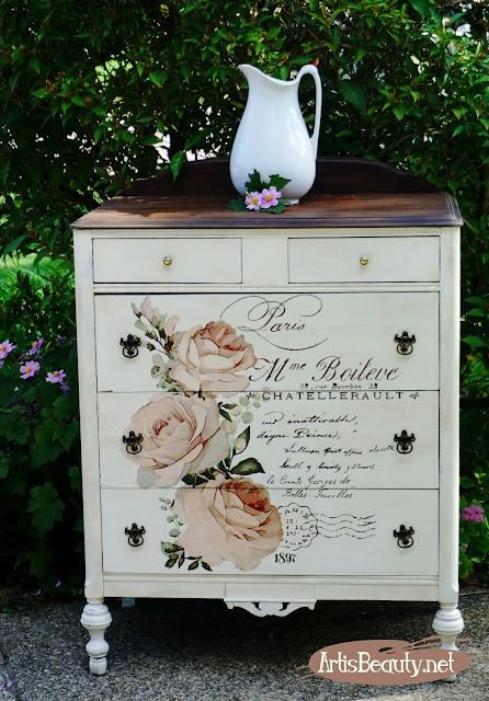 Mme Boileve Vintage inspired color transfer french dresser makeover diy Bedroom Dresser Makeover Diy, Dresser Makeover Ideas, Shabby Chic Dresser Diy, French Dresser Makeover, Pink Painted Dresser, French Provincial Dresser Makeover, Vintage Dresser Makeover, French Dresser, French Provincial Dresser