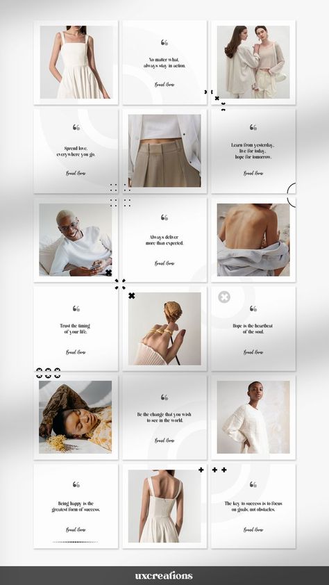 Minimal Instagram Template, Connected Instagram Feed, Elegant Ig Feed, Simple Ig Feed, Minimalist Instagram Feed Design, Elegant Social Media Design, Instagram Feed Inspiration For Business, Designer Instagram Feed, Instagram Feed Layout Aesthetic