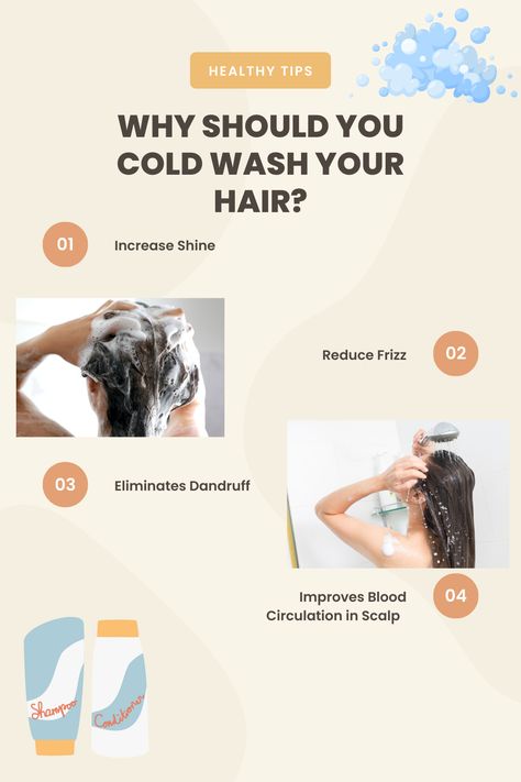 Why should you wash your hair with cold water? The benefits! It can help reduce your frizz, improve shine, help eliminate dandruff and helps with blood circulation to your scalp! Why not try it? #haircare #tips Scalp Shampoo, Improve Blood Circulation, Blood Circulation, Dandruff, Hair Care Tips, Shampoo And Conditioner, Healthy Tips, Cold Water, Hair Care