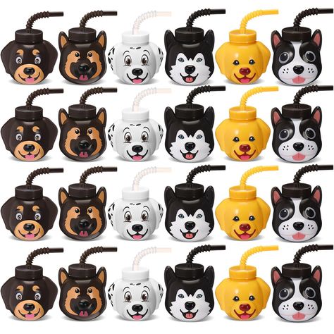 PRICES MAY VARY. You Will Receive: 24 pieces of pet dog cups come in 6 different styles, including husky, golden retriever, German shepherd dog, rottweiler, dalmatian and so on, 4 pieces for each style; Enough quantity can meet the needs of children's birthday party favors Cute PET Dog Design: these dog party favors cups are designed with various dog shapes, which make these cups look very cute and vivid, suitable for dog themed party; Kids will be pleased when they get these cute dog cups Quali Dog Second Birthday Party, Puppy Themed Party Food, Birthday Party Puppy Theme, Pawty Dog Party, Dog Theme Birthday Party, Puppy Themed Birthday Party, Puppy Party Favors, Dog Party Decorations, Dog Party Favors