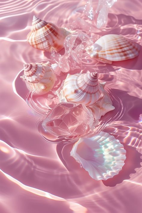 Mermaid Pink Aesthetic, Conchas Aesthetic, Pink Sea Aesthetic, Iridescent Wallpaper, Ugc Aesthetic, Animals In Space, Summer Prints Wallpaper, Wallpaper Beach, Jelly Wallpaper