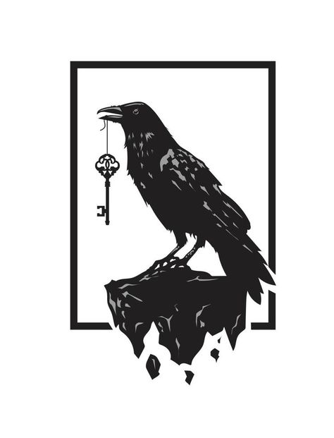 Black raven carries the key in the beak Key Graphic, Raven Images, Raven Logo, Pumpkin Vector, Black Raven, Line Art Tattoos, Geometric Logo, Logo Collection, Dark Souls