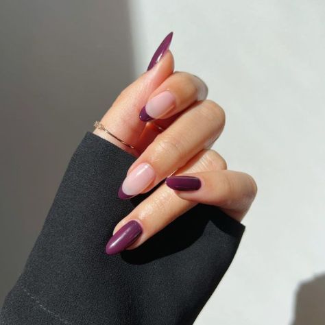 French Tip Nails 2023, Fall French Manicure, Fall French Nails, Fall French Tip Nails, Fall French Tip, Classy Almond Nails, Plum Nails, Heart Nail Designs, Simple Fall Nails