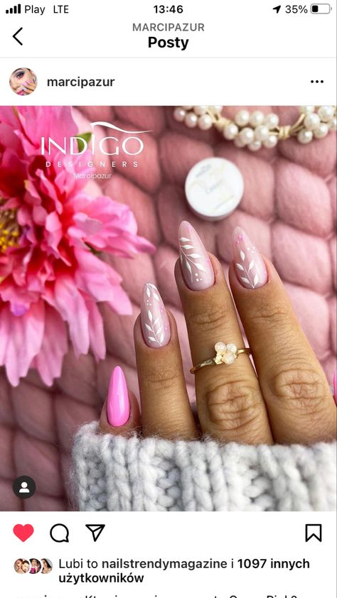 Shower Nails, Baby Shower Nails, Nail Design Inspiration, Acrylic Nails Coffin Pink, White Leaf, Elegant Nails, Acrylic Nails Coffin, Nails Coffin, Nails Design