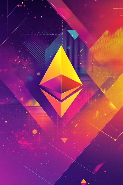 Vibrant cryptocurrency wallpaper featuring the Solana logo with geometric shapes, arrows, and waves symbolizing market momentum. Ideal for tech enthusiasts! Cryptocurrency Wallpaper, Wallpaper Abstract, Cryptocurrency, Geometric Shapes, Abstract Design, ? Logo, Design