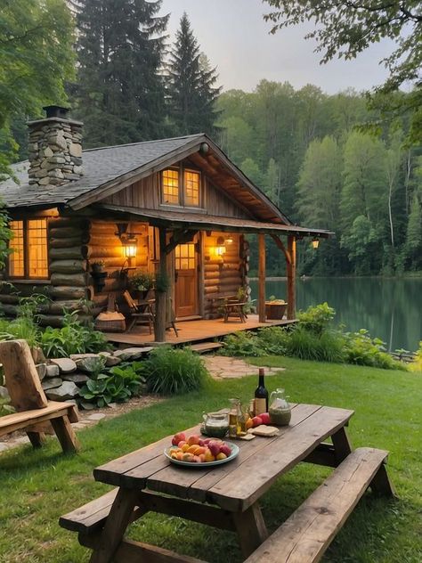 Life in the Nature Peaceful House Nature, House In Nature Forests, Cabin On Lake In Woods, Wooden Cottage In The Forest, Cabin By The River, Log Cabin In Forest, Cabins In The Woods Near Water, Lakefront Cabin, Building A Small House