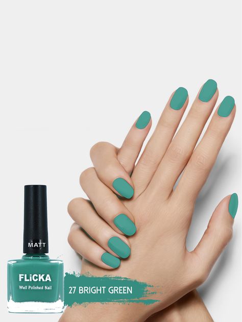 Light Emerald Green Nails, Warm Nails, Light Emerald Green, Nail Polish Nails, Matte Nail Polish, Matte Nail, Polish Nails, Loving Animals, Glitter Nail Polish