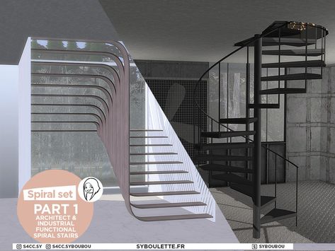 The Sims Resource - [Patreon] Scripted - Functional spiral stairs (Part 1) Sims 4 Cc Furniture Functional Tsr, Sims 4 Functional Stairs, Sims 4 Spiral Stairs, Sims 4 Spiral Staircase Cc Functional, Sims 4 Spiral Staircase Cc, The Sims 4 Stairs Cc, Sims 4 Cc Stairs Patreon, Sims4 Stairs, Sims 4 Cc Stairs Functional