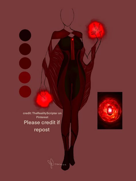 Witch Superhero Costume, Scarlet Witch Costume Ideas, Fire Superhero Suit Design Female, Scarlet Witch Suit Design, Witch Hero Costume, Red Hero Costume Design Female, Scarlet Witch Outfit Ideas, Fire Hero Costume Design, Shifting Backstory Ideas