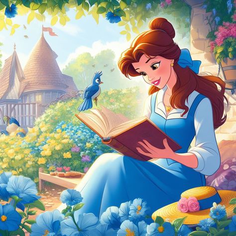 Belle Reading A Book Aesthetic, Prinssece Disney, Belle With Book, Bell Beauty And The Beast, Belle Reading, Beauty And The Beast Art, Beauty And The Beast Movie, Animation Disney, Disney Princess Artwork