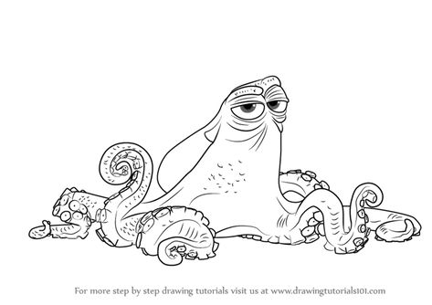 Hank From Finding Dory, Dory Coloring Pages, Slide Drawing, Octopus Outline, Dory Tattoo, Dory Drawing, Finding Nemo Coloring Pages, Nemo And Dory, Coloring Pages Disney