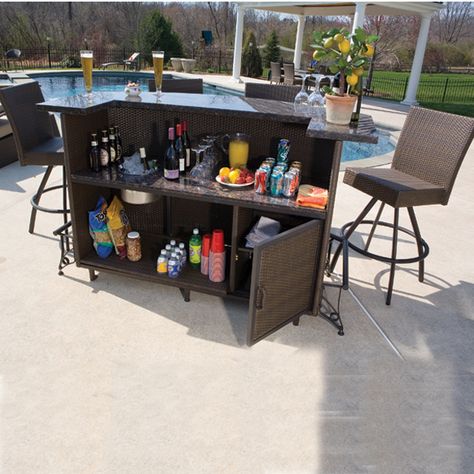 I like the thought of it having a chair rail at the bottom of it! Portable Bar Ideas, Portable Outdoor Bar, Bar Furniture For Sale, Patio Bars, Home Bar Areas, Bar Exterior, Outdoor Patio Bar, Bar Sets, Outdoor Bar Furniture