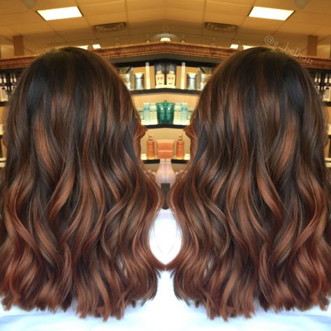 Cinnamon spice balayage Brown Balayage Cinnamon, Brown Hair Balayage Cinnamon, Simple Changes For Brown Hair, Cinnamon Spice Balayage, Cinnamon Brown Hair Balayage, Cinnamon Brown Hair Color Balayage, Balayage Hair Cinnamon, Cinnamon Spice Highlights, Brunette Hair With Cinnamon Highlights