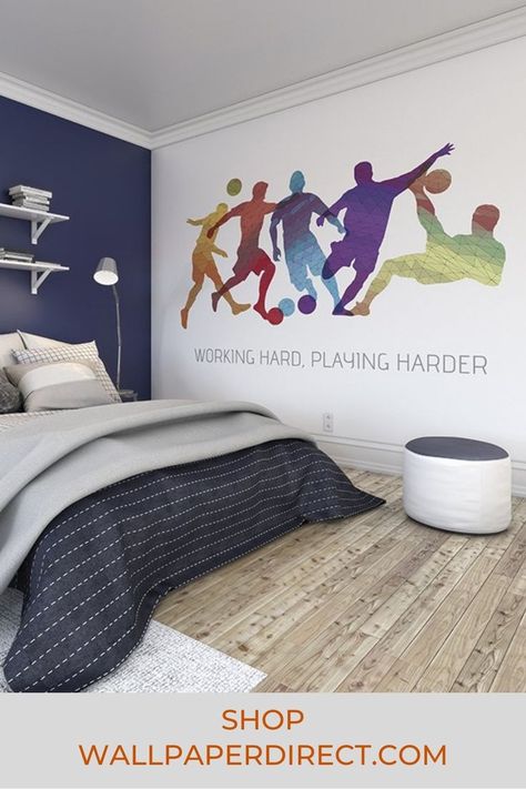 Football Mural, Kids Bedroom Wallpaper, Murals For Kids, Wallpaper Uk, Go Wallpaper, Football Kids, Football Lovers, Wallpaper Bedroom, High Quality Wallpapers