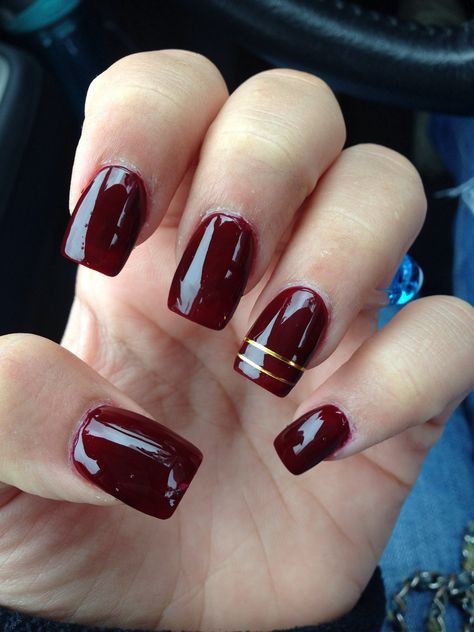 Burgundy Accent Nails, Wine Red Nails Designs Fall, Cabernet Nails, Burgundy Color Nails, Burgundy And Gold Nails, Gelish Nail Colours, Maroon Nail Designs, Nails Burgundy, Christmas Burgundy