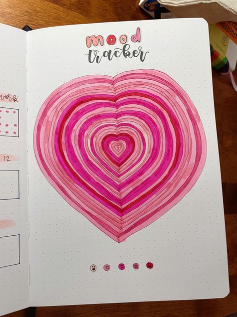 February Mood Tracker, February Mood, 2024 Journal, February Hearts, Bullet Journal Mood Tracker, Journal Mood Tracker, February Bullet Journal, Bullet Journal Mood, Journal Inspo