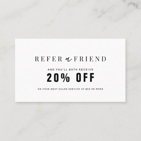 Friend Referral, Art Business Cards, Buisness Cards, Hair Business Cards, Business Cards Simple, Stylist Business Cards, Referral Cards, Salon Business Cards, Hairstylist Business Cards