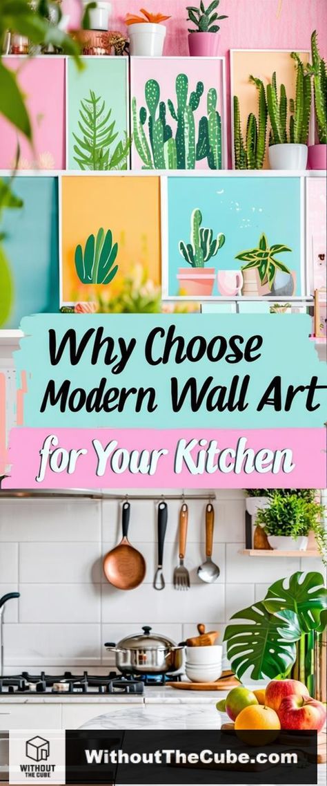 Modern wall art enhances the aesthetic appeal of your kitchen, creating a vibrant and inviting atmosphere. This thoughtful addition not only elevates the visual appeal but also reflects your personal style. Discover how the right pieces can transform your kitchen space into a culinary haven that inspires creativity and warmth. #HomeDecor #KitchenDesign #ModernWallArt #MinimalistStyle #ContemporaryLook #HomeInspiration Colorful Kitchen Wall Art, Bright Kitchen Colors, Kitchen Art Ideas, Colorful Kitchen Art, Bohemian Style Kitchen, Kitchen Styling Ideas, Kitschy Kitchen Decor, Kitchen Color Palettes, Art Placement