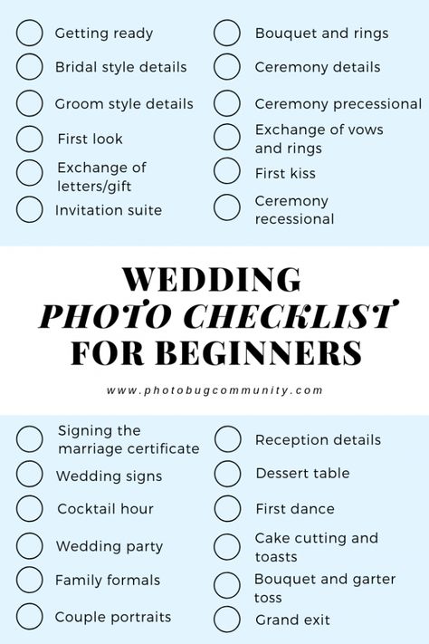 Wedding Photography Tips For Beginners, Wedding Photography Shot List, Wedding Photo Checklist, Wedding Photography List, Wedding Photo List, Photography Price List, Photo Checklist, Wedding Photography Checklist, Wedding Photography Pricing