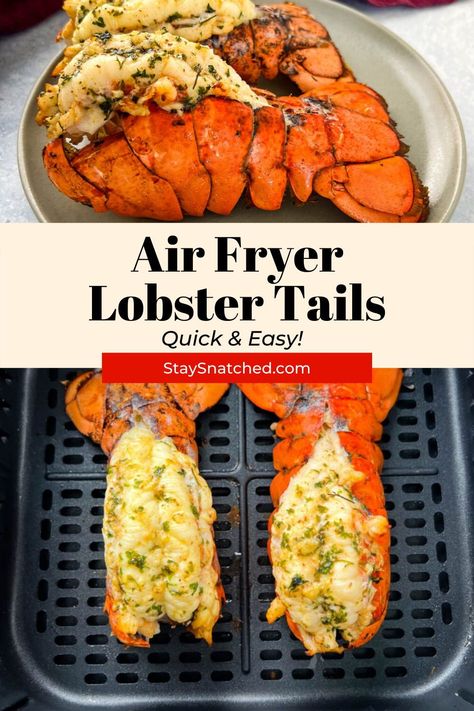 Air Fryer Lobster Tails, Air Fryer Lobster, Cooking Frozen Lobster Tails, Easy Lobster Tail Recipe, Easy Healthy Air Fryer Recipes, Catfish Fish, Fried Lobster Tail, Air Fryer Seafood, Lobster Tail Recipe