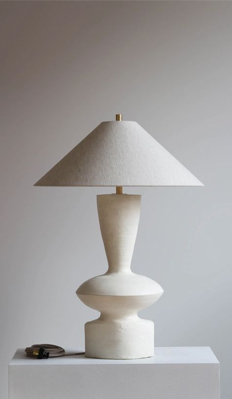 Danny Kaplan Luna Table Lamp – Spartan Shop Handmade Ceramic Lamp, Brass Spotlights, Terra Sigillata, Ceramic Lamp Base, Linen Lamp Shades, Ceramic Lamps, Table Top Lamps, Touch Table Lamps, Traditional Pottery