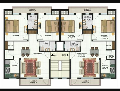 Small Apartment Plans 2 Bedroom, Small Apartment Building Plans, 2 Bedroom Apartment Floor Plan, Small Apartment Building Design, Residential Building Plan, Building Design Plan, Small Apartment Building, Apartment Floor Plan, Building House Plans Designs