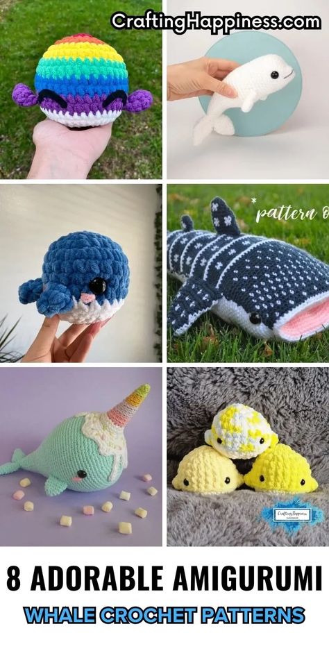 Grow your whimsical collection and create a sea of cuteness with these amigurumi whale crochet patterns. Curated by Crafting Happiness. Beluga Whale Crochet Pattern Free, Cute Whale Crochet Pattern Free, Crochet Chunky Whale Pattern Free, Giant Whale Crochet Pattern, No Sew Whale Crochet Pattern, Small Whale Crochet Pattern, Crochet Whale, Whale Pattern, Beluga Whale