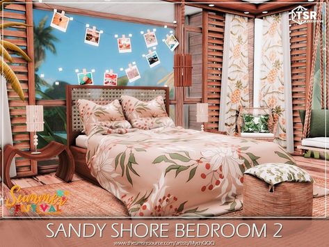 The Sims Resource - Sandy Shore Bedroom 2 Beach House Cc Sims 4, Sims 4 Cc Coastal Furniture, Curtains With Shutters, Sims 4 Cc Beach Wallpaper, Sims 4 Cc Beach House Furniture Maxis Match, Sims 4 Beach Decor Cc, Sims 4 Beach House, The Sims 4 Lots, Sims 4 Bedroom