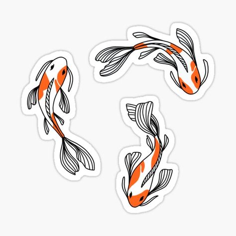 Pegatinas: Peces Koi | Redbubble Fish Stickers, Stickers Cool, Carpe Koi, Cute Laptop Stickers, Tumblr Stickers, Stickers Redbubble, Unicorn Stickers, Hydroflask Stickers, Unique Sticker