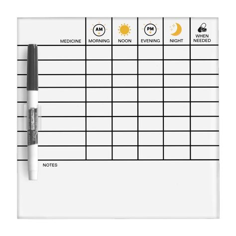 Daily Medicine Tracker Take Your Meds Reminder Dry Erase Board  Zazzle Take Your Meds Reminder, Meds Reminder, Medicine Tracker, Take Your Meds, Elegant Planner, Medicine Notes, Medication Tracker, Mood Tracker, Message Board