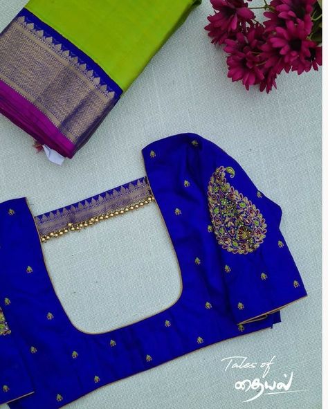 Normal Blouse, Blue Blouse Designs, Boat Neck Blouse Design, Cotton Blouse Design, Best Blouse Designs, Aari Blouse, Traditional Blouse Designs, Maggam Works, Cutwork Blouse Designs