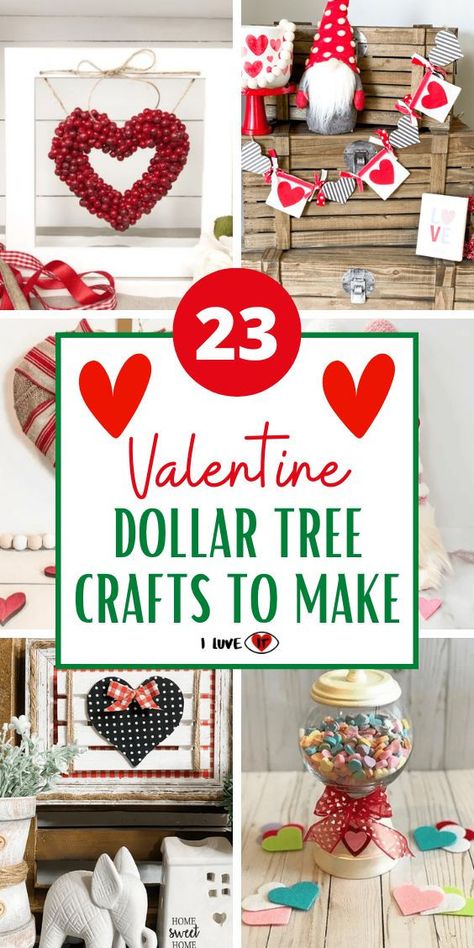 valentine crafts Valentine’s Day Crafts From Dollar Tree, Mod Podge Valentine Crafts, Valentines Decor Dollar Tree, Valentine Dollar Store Crafts, Easy Valentines Decorations, Valentine's Craft Ideas, Dollar Tree Crafts For Valentines Day, Valentine's Day Wreath Diy Dollar Tree, Valentine Crafts For Adults Creative