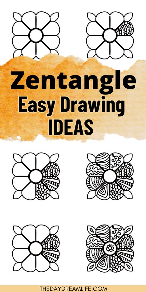 Zentangle Doodles Made Easy With Free Templates. Zen Doodles Ideas, Easy Zentangle Art For Beginners, Step By Step Patterns Drawing, Triangle Zentangle Patterns, Drawing Ideas Easy Doodles Tutorials, Flower Zentangle Patterns, Zentangle Animals Easy, Floral Pattern Design Drawing, Zentangle Designs Step By Step