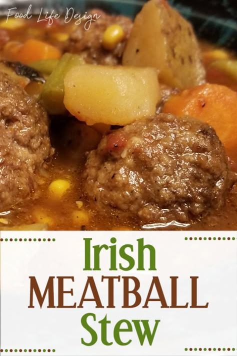 Irish Meatballs, Uk Dishes, Meatball Stew Recipe, Irish Dinner Recipes, Irish Meals, Irish Dinner, Meatball Stew, Irish Recipes Authentic, Irish Cooking