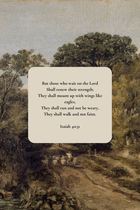 The Bible says But those who wait on the Lord Shall renew their strength; They shall mount up with wings like eagles, They shall run and not be weary, They shall walk and not faint. Those Who Wait On The Lord, Waiting On The Lord, Wait For The Lord, Wait On The Lord, One Year Bible, Wings Like Eagles, Isaiah 40 31, Bible Says, Christian Resources