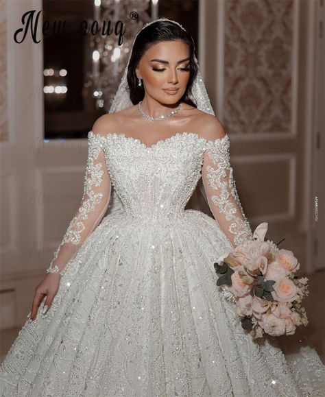 Vestidos Novias Boda Luxury Dubai Lace Appliques Bridal Gowns Off Shoulder Long Sleeve Princess Bridal Gowns Off Shoulder, Sleeve Princess Wedding Dress, Long Sleeve Princess Wedding Dress, Ugly Wedding Dress, Long Sleeve Ball Gown Wedding Dress, Wedding Dress With Corset, Simple Wedding Dress With Sleeves, Arabic Wedding Dresses, Wedding Dress 2024